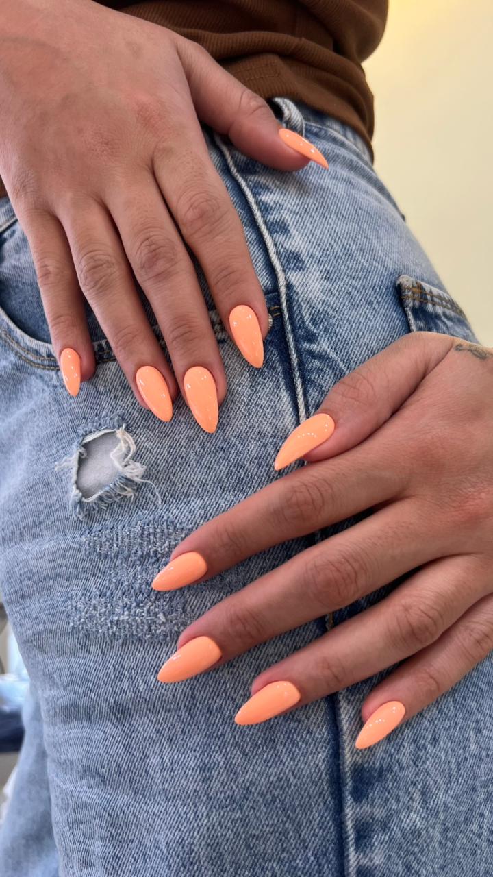 Soft apricot almond nails