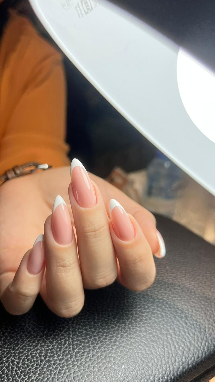 Natural French almond nails